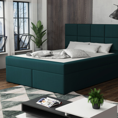 Čalouněná postel s prošíváním 140x200 BEATRIX - modrozelená