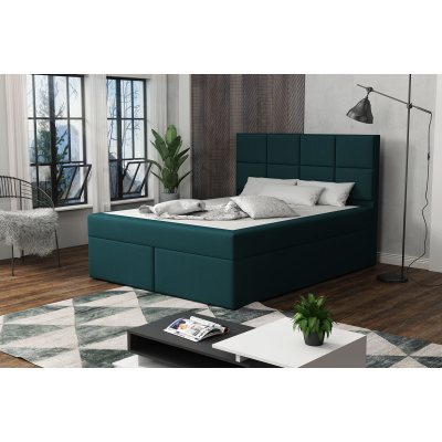 Čalouněná postel s prošíváním 140x200 BEATRIX - modrozelená