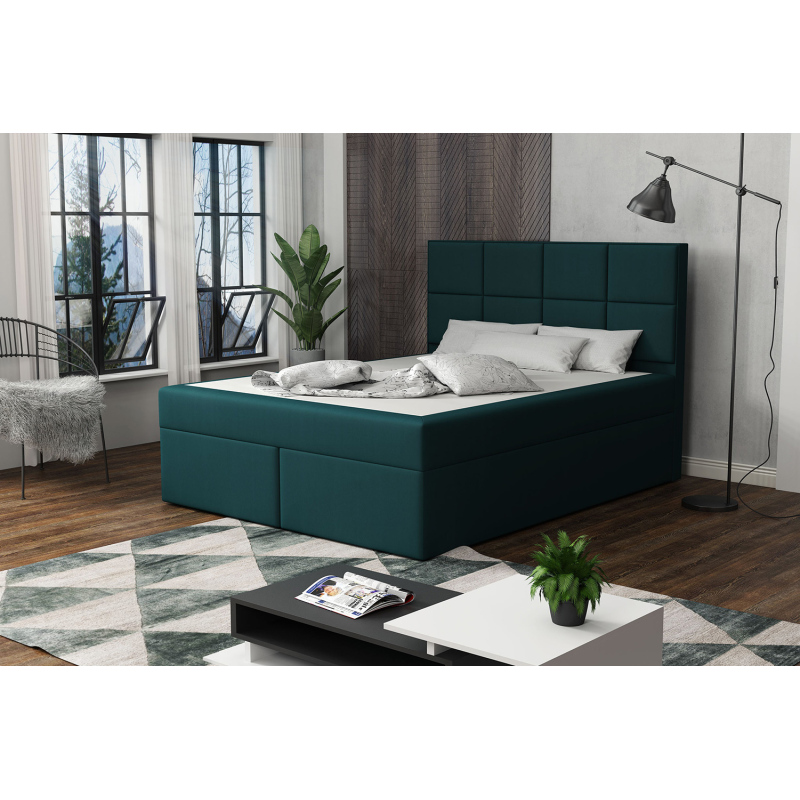 Čalouněná postel s prošíváním 160x200 BEATRIX - modrozelená