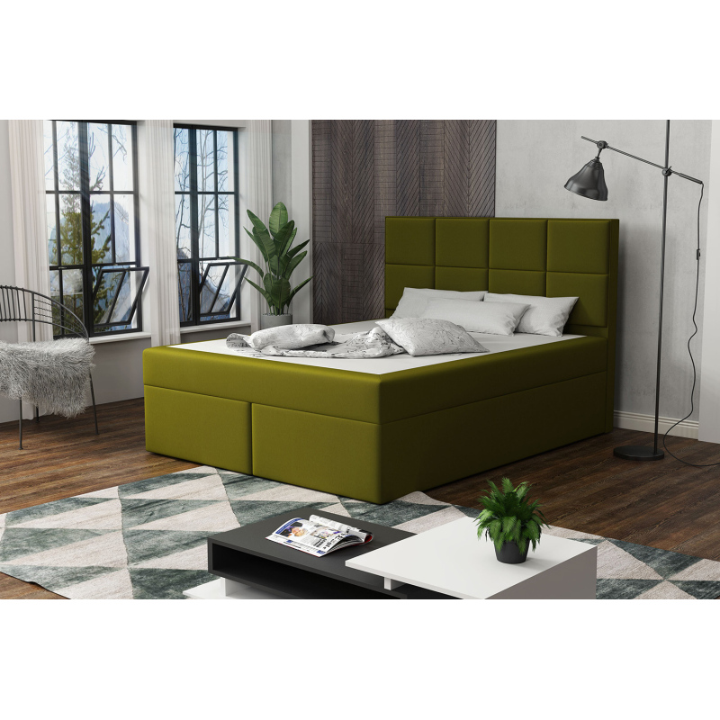 Čalouněná postel s prošíváním 160x200 BEATRIX - zelená