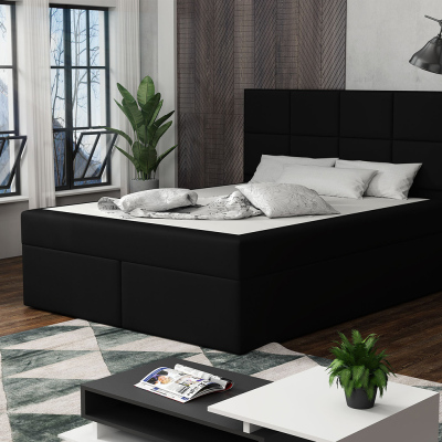 Čalouněná postel s prošíváním 140x200 BEATRIX - černá