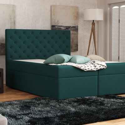 Elegantní čalouněná postel 160x200 ALLEFFRA - modrozelená