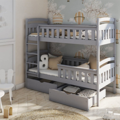 Patrová postel pro dvě děti DITA - 90x190, šedá