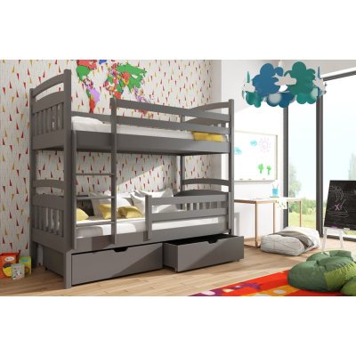 Dětská patrová postel s úložným prostorem LUCIE - 90x200, grafit