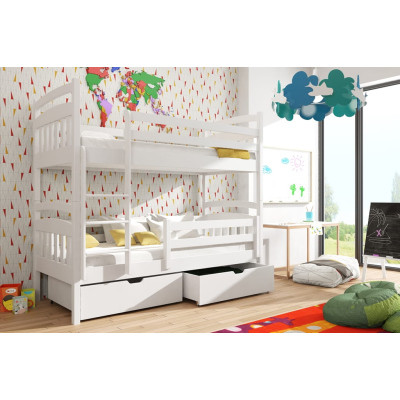 Dětská patrová postel s úložným prostorem LUCIE - 90x190, bílá