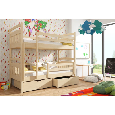 Dětská patrová postel s úložným prostorem LUCIE - 90x190, borovice
