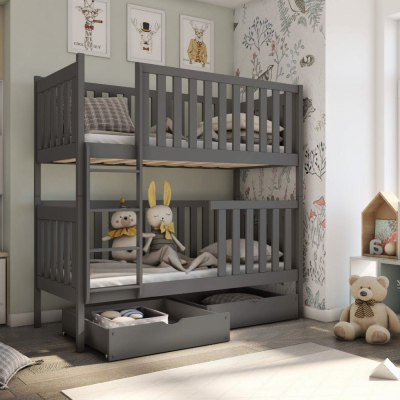 Dětská postel se šuplíky KARIN - 90x190, grafit