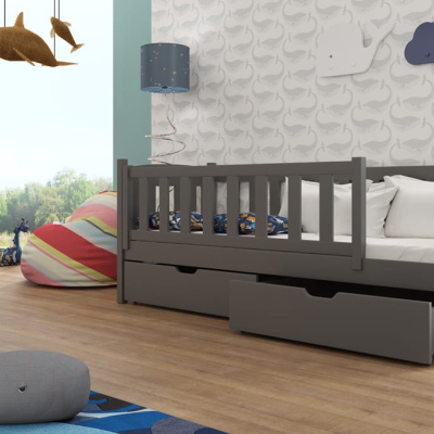 Dětská postel se zábranou GERTA - 90x200, grafit