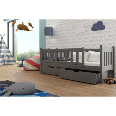 Dětská postel se zábranou GERTA - 90x200, grafit
