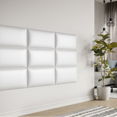 Čalouněný nástěnný panel 60x30 PAG -  bílá eko kůže