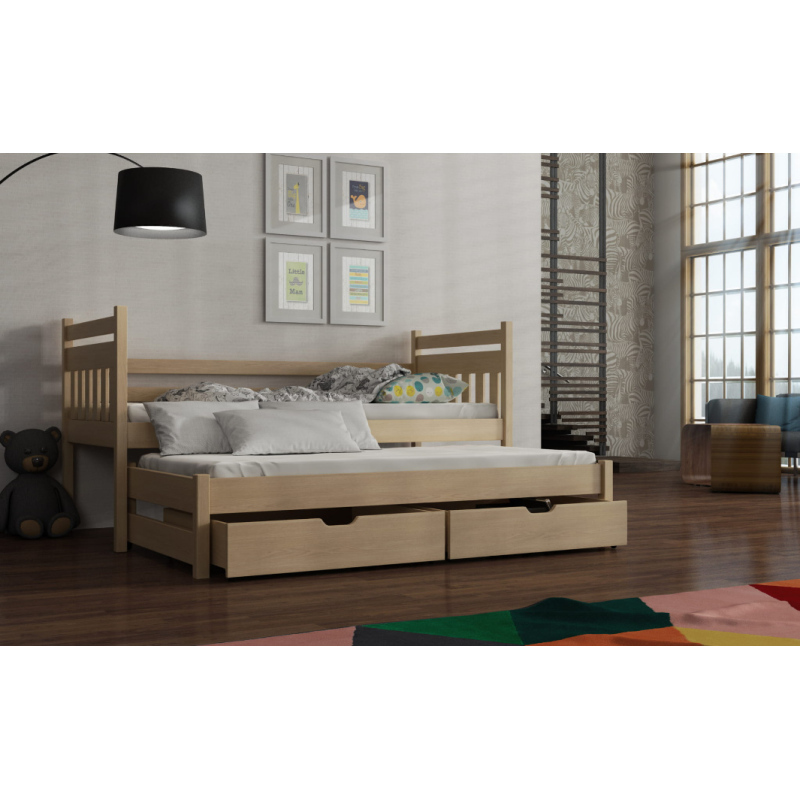 Dětská postel s přistýlkou DEBRA - 90x200, borovice