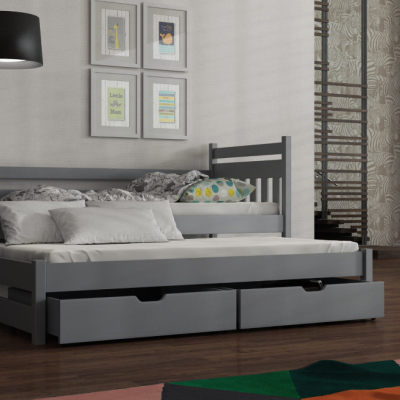 Dětská postel s přistýlkou DEBRA - 90x190, šedá