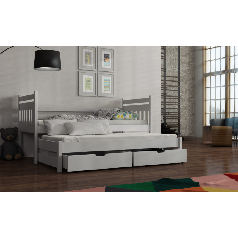 Dětská postel s přistýlkou DEBRA - 80x180, bílá