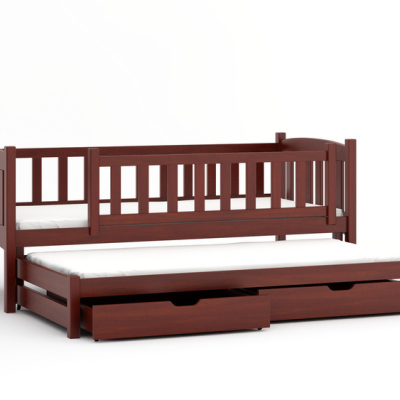 Dětská postel s přistýlkou a šuplíky ADINA - 90x200, grafit