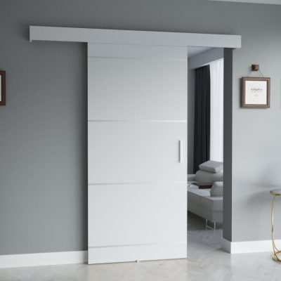 Posuvné dveře SALOME - bílé se stříbrnými proužky