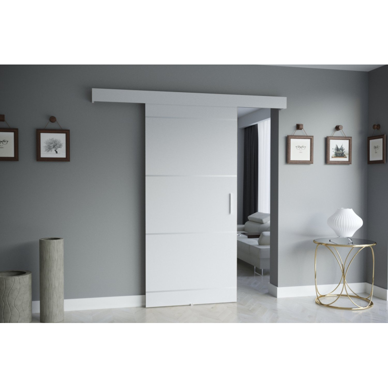 Posuvné dveře SALOME - bílé se stříbrnými proužky