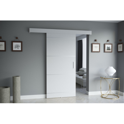 Posuvné dveře SALOME - bílé se stříbrnými proužky