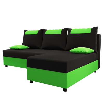 Rohová sedací souprava SANVI - černá / zelená