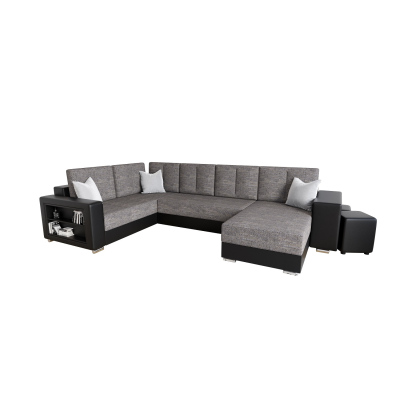 Prostorná elegantní sedačka s ekokůží KAMONA - šedá / černá