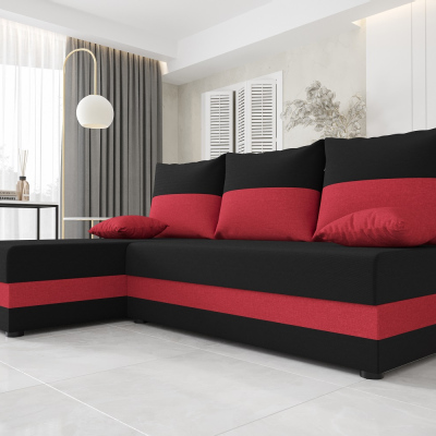 Moderní rohová sedačka HORTENZIE - černá / červená