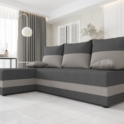 Moderní rohová sedačka HORTENZIE - tmavě šedá / šedá