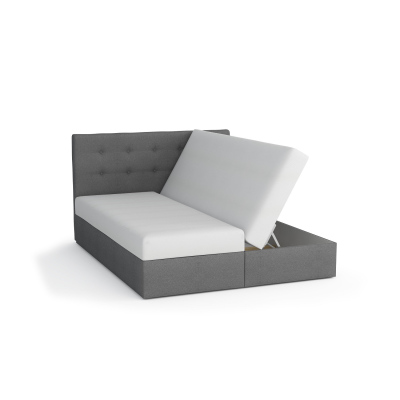 Manželská postel v eko kůži s úložným prostorem 140x200 LUDMILA - bílá / šedá