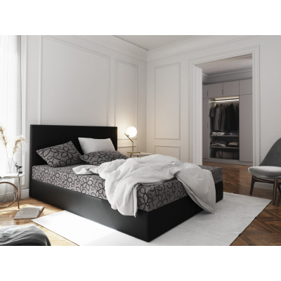 Manželská postel v eko kůži s úložným prostorem 140x200 LUDMILA - černá / šedá