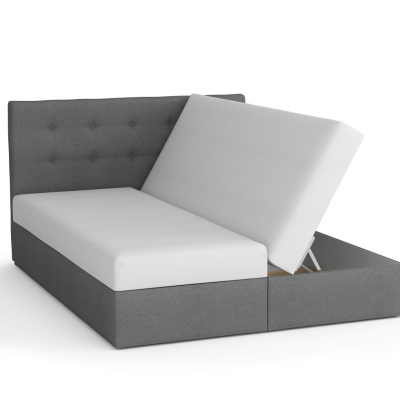 Manželská postel v eko kůži s úložným prostorem 140x200 LUDMILA - béžová / šedá