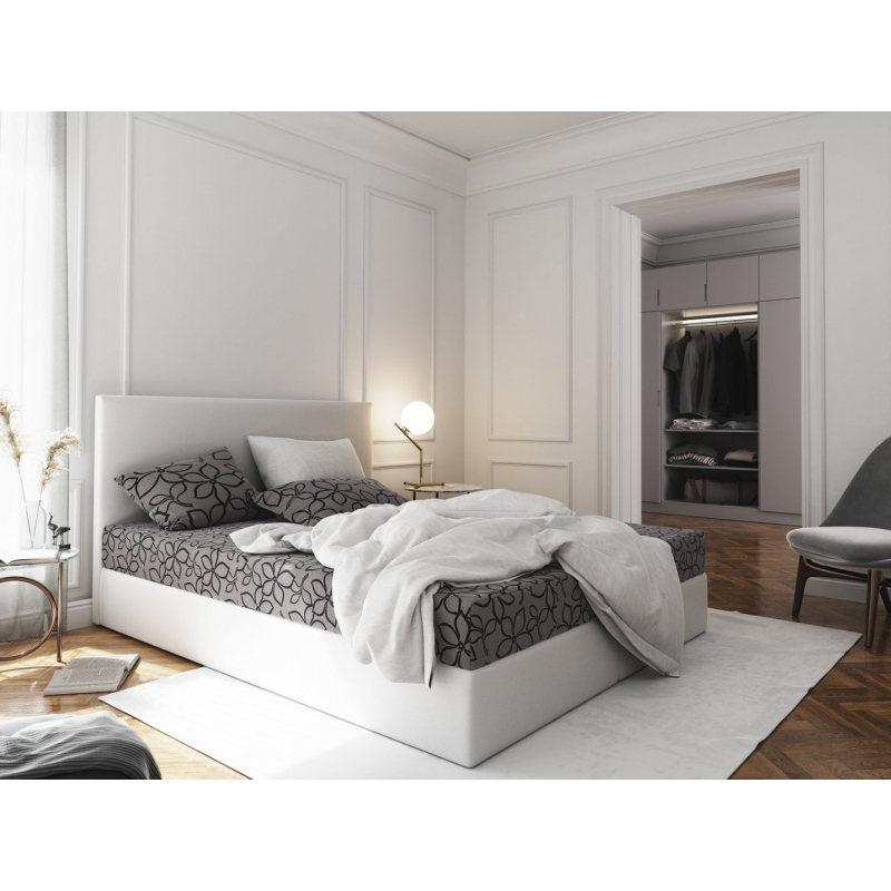 Manželská postel v eko kůži s úložným prostorem 180x200 LUDMILA - bílá / šedá