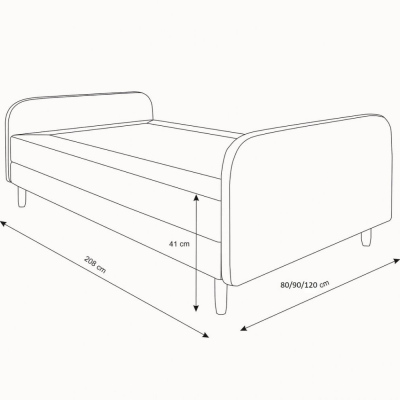 Postel pro dospívající teenagery 90x200 HENRYK 3 - černá