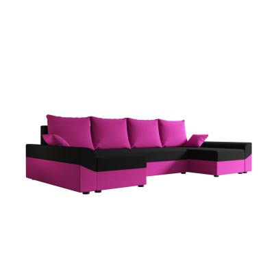 Elegantní sedací souprava do U DAGMAR - růžová / černá
