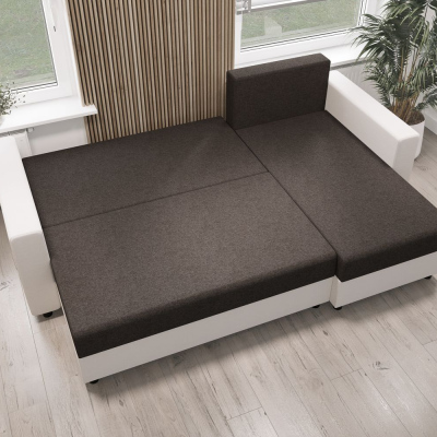 Rohová sedací souprava s opěrkami SANVI - hnědá / tmavě hnědá