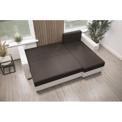 Rohová sedací souprava s opěrkami SANVI - hnědá / tmavě hnědá