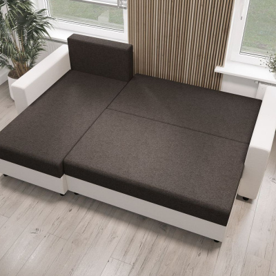 Rohová sedací souprava s opěrkami SANVI - hnědá / tmavě hnědá