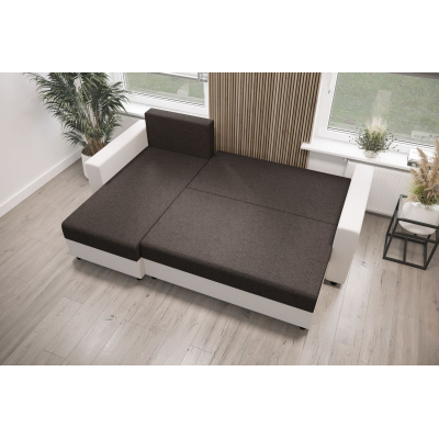 Rohová sedací souprava s opěrkami SANVI - hnědá / tmavě hnědá