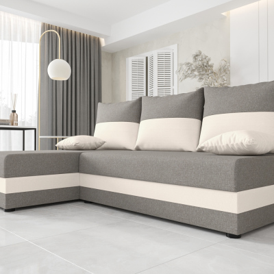 Moderní rohová sedačka HORTENZIE - šedá / béžová