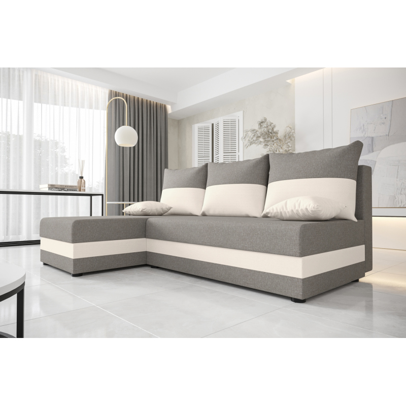 Moderní rohová sedačka HORTENZIE - šedá / béžová