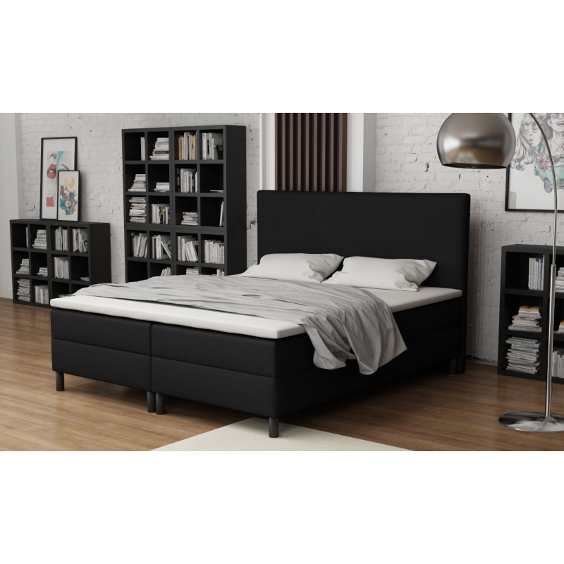 Čalouněná manželská postel 140x200 s nožičkami 12 cm CARILA - černá