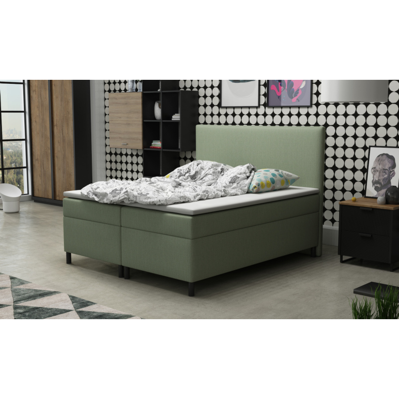 Čalouněná manželská postel 140x200 s nožičkami 12 cm MIRKA - zelená