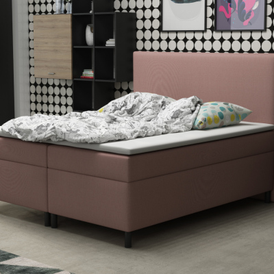 Čalouněná manželská postel 140x200 s nožičkami 12 cm MIRKA - růžová