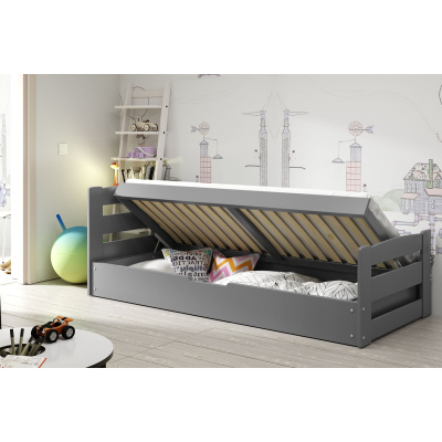 Dětská postel s úložným prostorem bez matrace 90x200 LYDIE - grafit