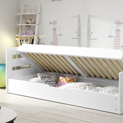 Dětská postel s úložným prostorem bez matrace 90x200 LYDIE - bílá