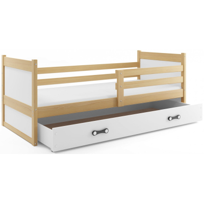 Dětská postel s úložným prostorem bez matrace 90x200 FERGUS - borovice / bílá