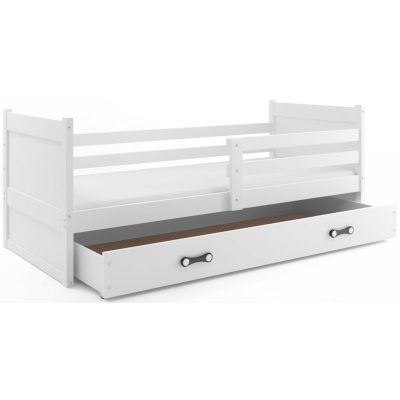 Dětská postel s úložným prostorem s matrací 90x200 FERGUS - bílá