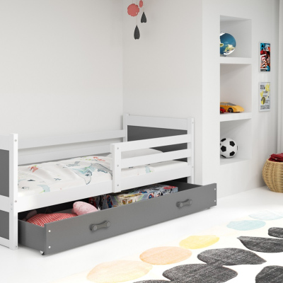 Dětská postel s úložným prostorem bez matrace 90x200 FERGUS - bílá / grafit