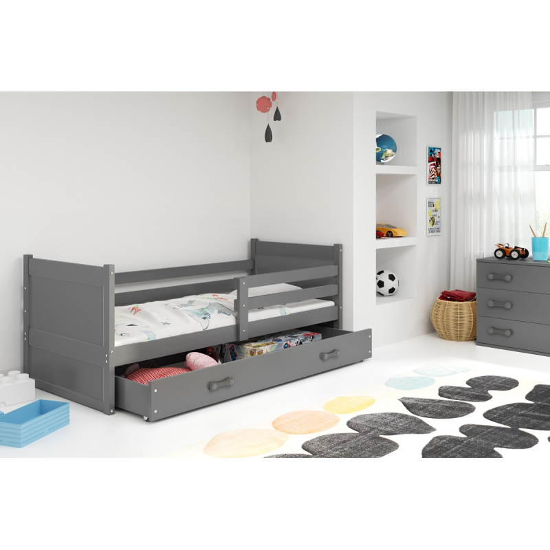 Dětská postel s úložným prostorem bez matrace 90x200 FERGUS - grafit
