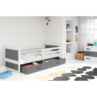 Dětská postel s úložným prostorem bez matrace 80x190 FERGUS - bílá / grafit