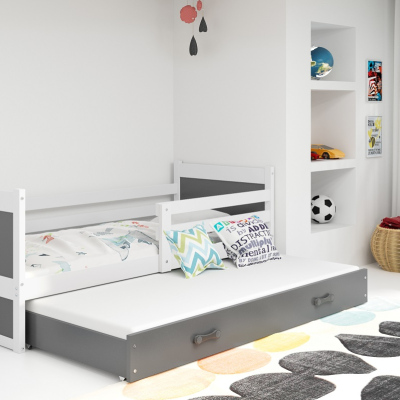 Dětská postel s přistýlkou bez matrací 90x200 FERGUS - bílá / grafit