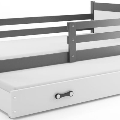 Dětská postel s přistýlkou a matracemi 90x200 FERGUS - grafit / bílá