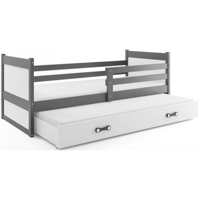 Dětská postel s přistýlkou bez matrací 90x200 FERGUS - grafit / bílá